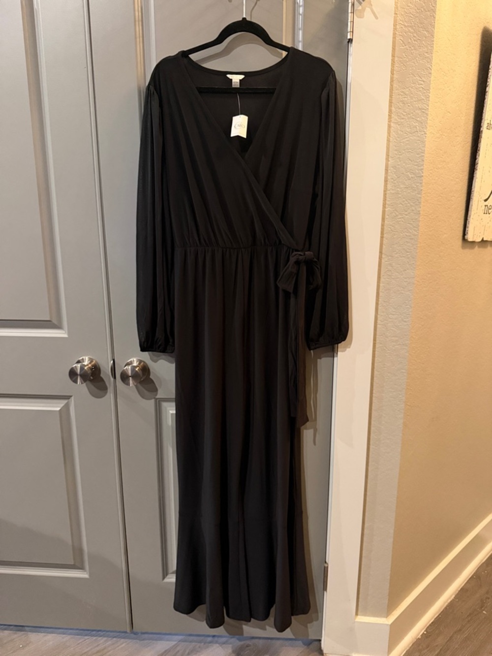 Cato Black Long Sleeve Wrap Jumpsuit